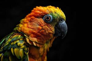 A close up of a colorful parrot photo