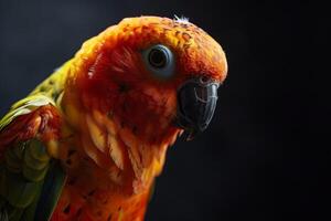 A close up of a colorful parrot photo
