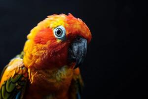 A colorful parrot with a black background photo