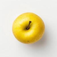 An apple is shown on a white background photo