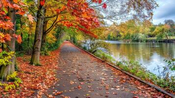 Autumnal Path by the Lake photo