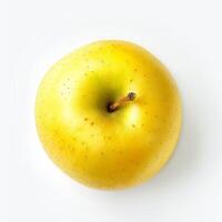 An apple is shown on a white background photo