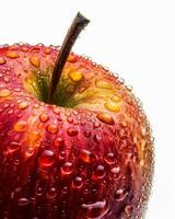 A red apple with water droplets on it photo