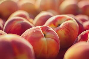 Peaches are shown in a close up shot photo