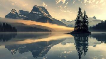 Misty Mountain Lake at Sunrise photo