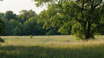 A Lush Meadow Scene with a Single Tree photo