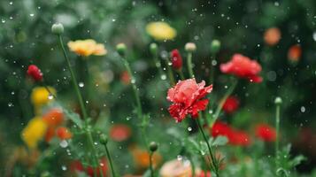 Red Flowers in the Rain photo