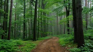 Forest Path in Green Woods photo