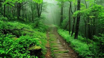 Foggy Forest Path photo