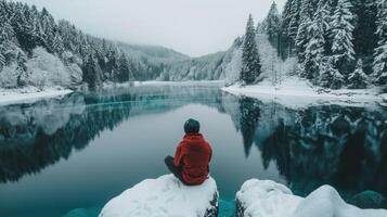 Solitude by the Winter Lake photo