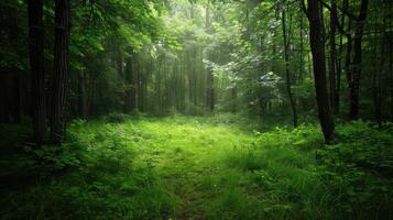 Sunlight Filtering Through a Verdant Forest photo