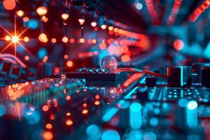 Quantum Computing Hardware with Glowing Circuitry photo