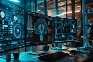 Advanced Neuroscience Lab with Brain Data Displays photo