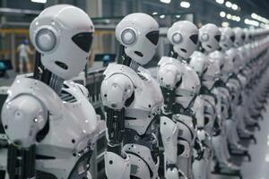 Robots assembling products on factory production line photo