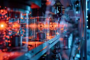 Quantum Computing Laboratory with Glowing Orange Circuitry photo