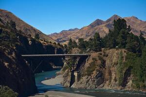 View of the bridge at Hanmer Springs in New Zealand photo