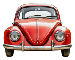 Classic red vintage car in front view, cut out - stock png. png