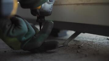 Installation of the window frame worker using screwdriver video