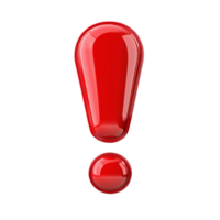 A realistic 3D symbol of a red exclamation mark on a transparent background png