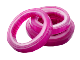 stacked red onion rings freshly sliced isolated background png