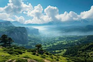 Nature of Lebanon. View of the valley in the mountains. Beautiful view. photo