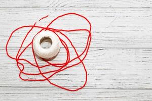 Ball of thread for creativity and needlework with beads. photo