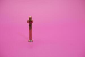 dynabolt isolated on purple background. bolt consisting of washer, sleeve, nut, and threaded bolt. bolt commonly used to fasten objects to concrete. photo