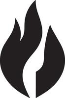 A black color fire flame icon designed for various companies. The design is clean, visually striking, and captivating, making it ideal for logos, posters, t-shirts, and more vector