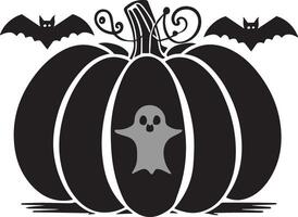 A Halloween holiday icon with pumpkin and bats created for multipurpose use. The design is simple, creative, and adaptable, making it great for things like logos, posters, t-shirt designs, and more vector