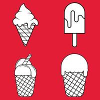 Set of ice cream line icons art. vector