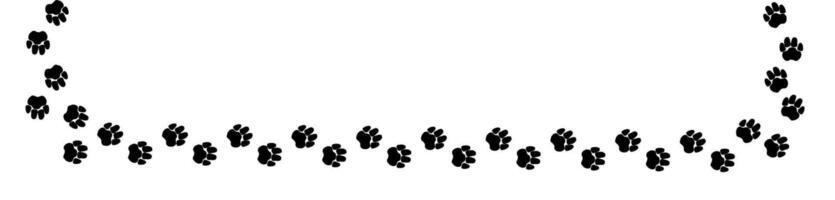 A path of paw prints of pets, dog or cat. Isolated illustration drawn with charcoal or chalk on white background. illustration. vector