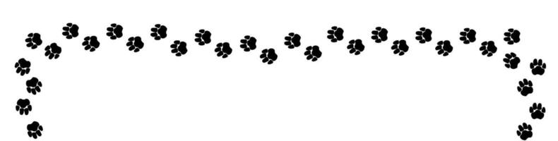 A path of paw prints of pets, dog or cat. Isolated illustration drawn in charcoal or pencil on white background. illustration. vector