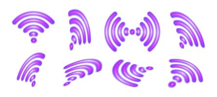 Glowing blue-violet light wifi, wireless, and radar wave sensor. Wireless network with neon wave effect. illustration. vector