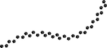 A path of paw prints of pets, dog or cat drawn in grunge style. illustration drawn with charcoal, chalk or pencil. vector