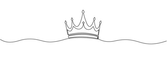 Royal Crown drawing with one continuous line. editable illustration vector