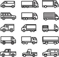Vehicle Outline Icon Set Black Color vector