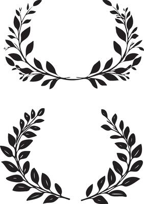 Laurel wreath silhouette set