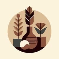 Minimalist shape, featuring abstract shapes inspired by nature and everyday objects in muted colors, simple background vector