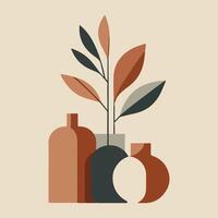 Minimalist shape, featuring abstract shapes inspired by nature and everyday objects in muted colors, simple background vector