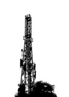 Silhouette of Telecommunications Tower - Wireless Network Structure vector