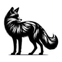 Stylish Fox Silhouette, Detailed Black Design in Dynamic Pose vector