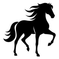 Galloping Horse Silhouette, Bold Black Shape in Powerful Pose vector