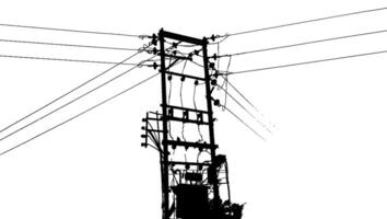 High Voltage Electric Pole Silhouette with Transformer and Drop Fuse vector
