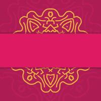 Deep Red Mandala Hindu Wedding Card Luxury Invitation Design with Golden Mandala and Abstract Pattern vector