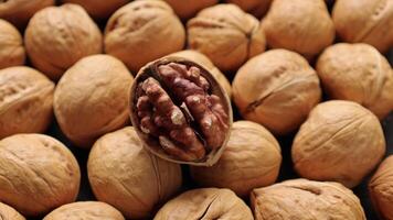 Closeup of walnut nut food, walnuts nut video