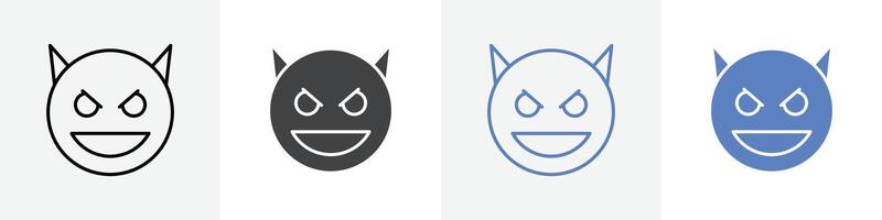 evil face icon set use for web ui or app vector
