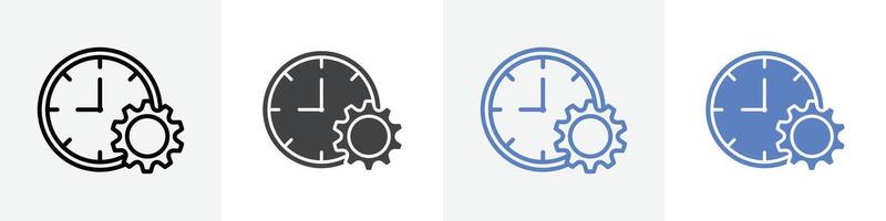 clock with setting icon set use for web ui or app vector