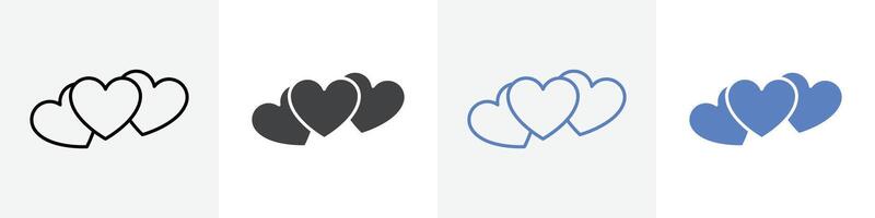 3 hearts icon set use for web ui or app vector