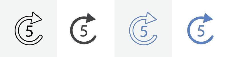 5 sec skip icon set use for web ui or app vector