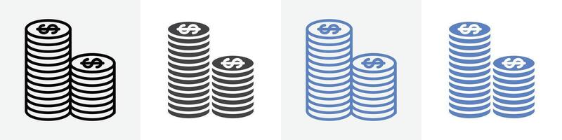 coin stack icon set use for web ui or app vector